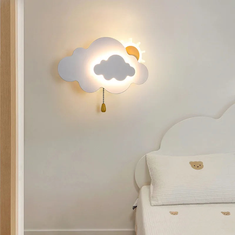 Wall Lamp for Children's Room - LED Cloud Lamp with Pull Switch, Dimmable