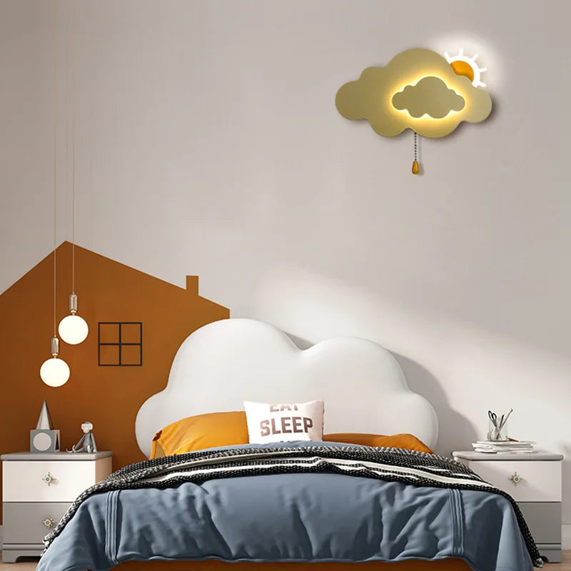 Wall Lamp for Children's Room - LED Cloud Lamp with Pull Switch, Dimmable