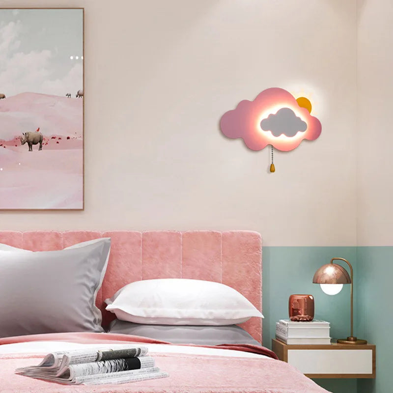 Wall Lamp for Children's Room - LED Cloud Lamp with Pull Switch, Dimmable