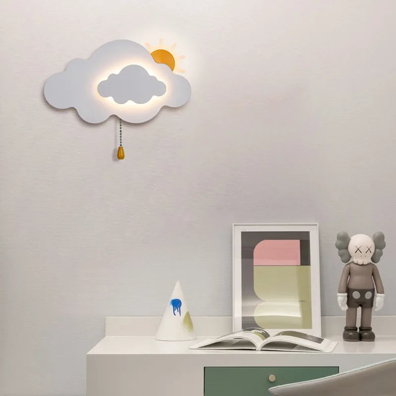 Wall Lamp for Children's Room - LED Cloud Lamp with Pull Switch, Dimmable