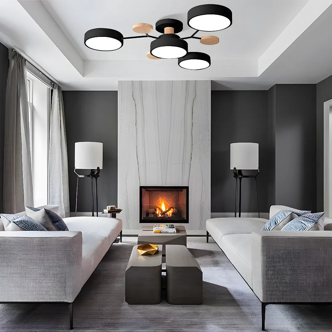 Semi-Flush Modern Halo LED Ceiling Light