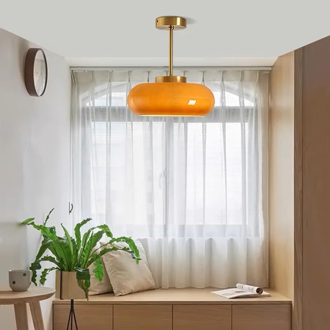 Amber Glow Round Glass Ceiling Light