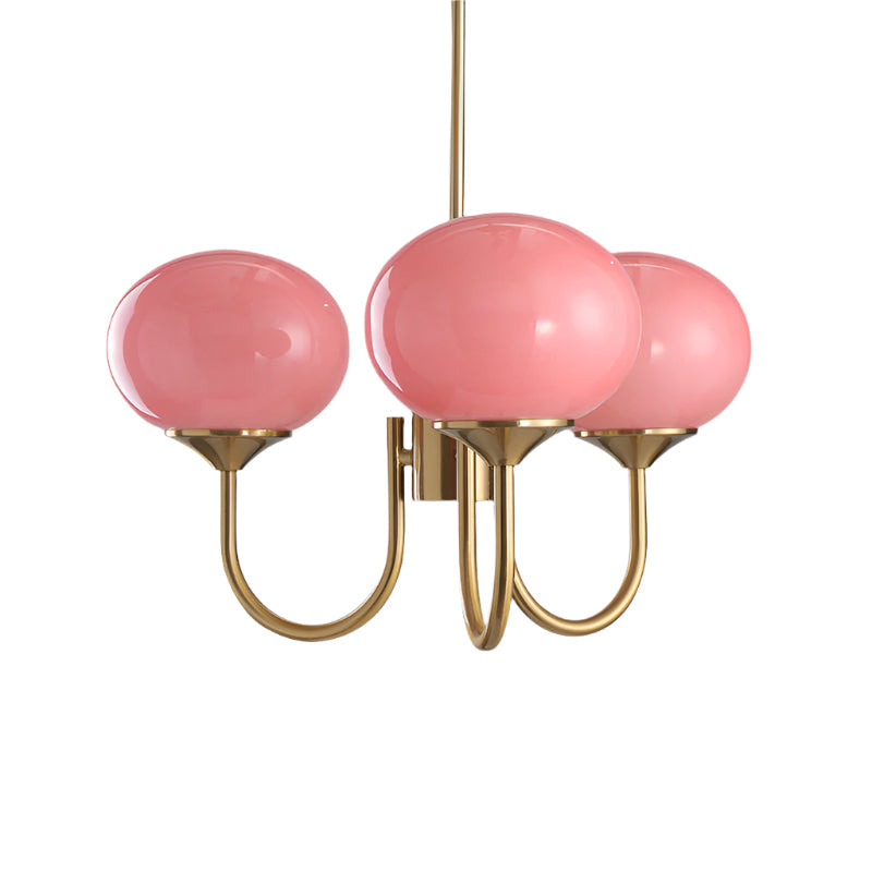 Variant image for Modern Pink Glass Ceiling Light Fixture - Stylish Dining Room Pendant Lamp-2
