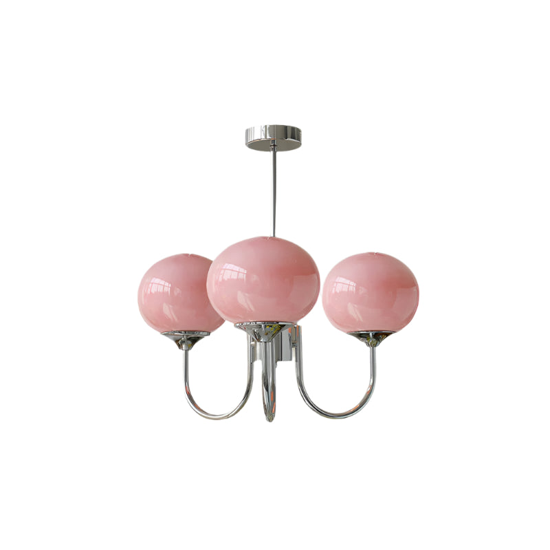 Variant image for Modern Pink Glass Ceiling Light Fixture - Stylish Dining Room Pendant Lamp-5