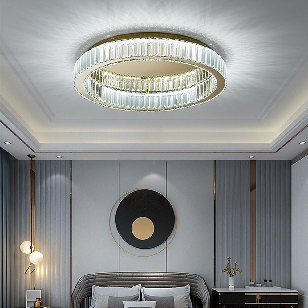 Golden Round Crystal Ceiling Lamp
