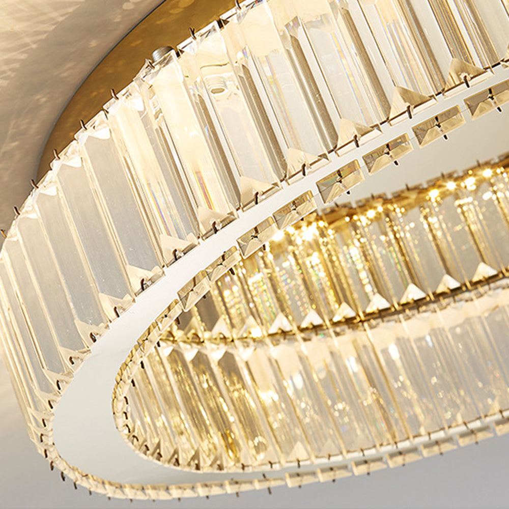 Golden Round Crystal Ceiling Lamp