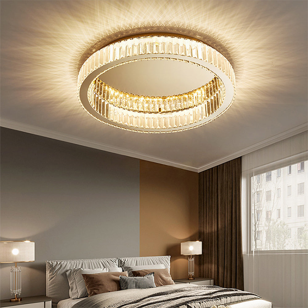 Golden Round Crystal Ceiling Lamp