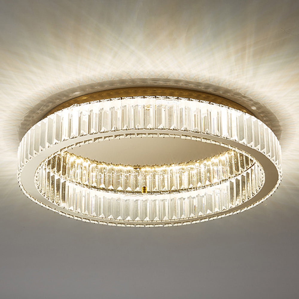Golden Round Crystal Ceiling Lamp