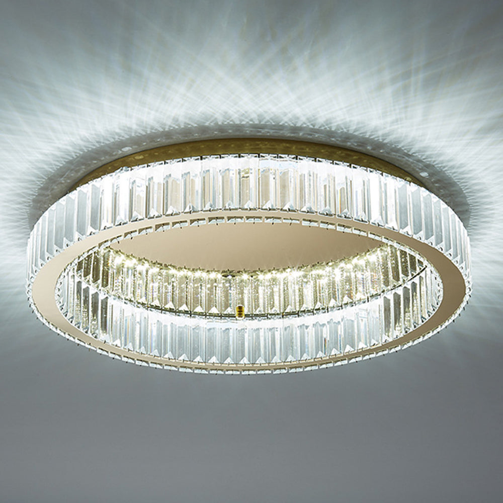 Golden Round Crystal Ceiling Lamp