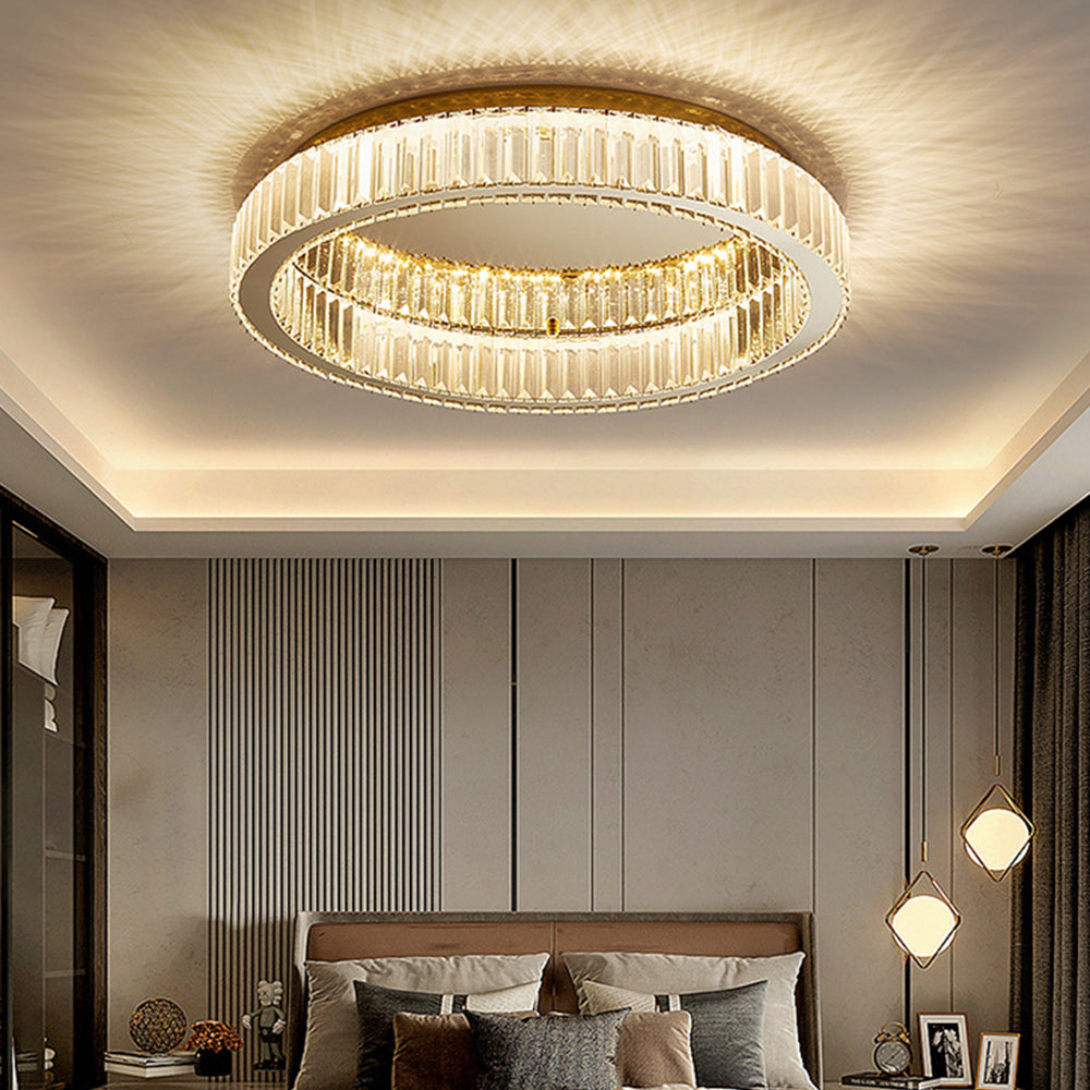 Golden Round Crystal Ceiling Lamp
