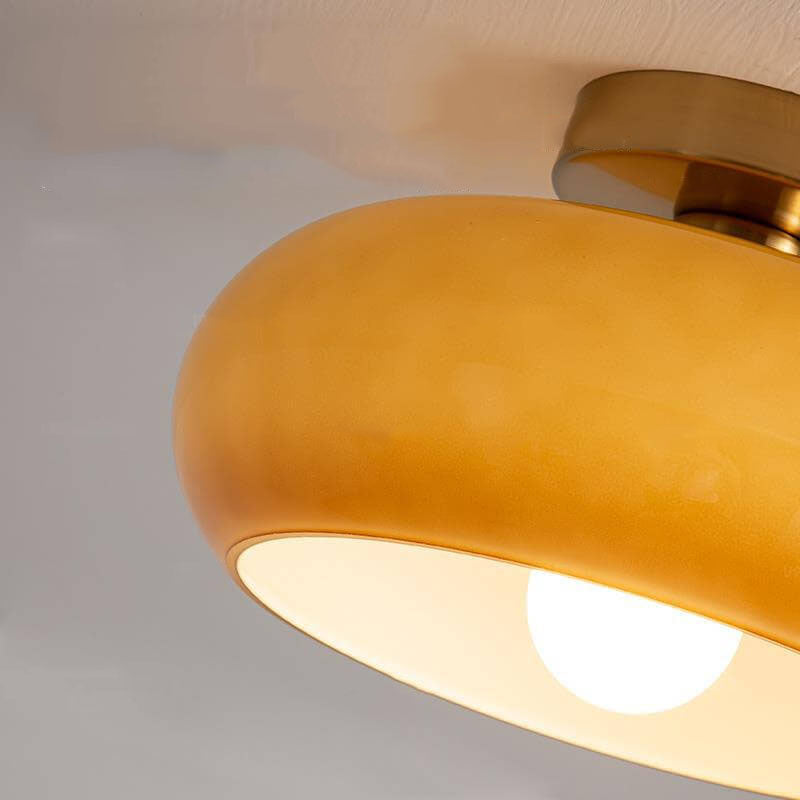 Amber Glow Round Glass Ceiling Light