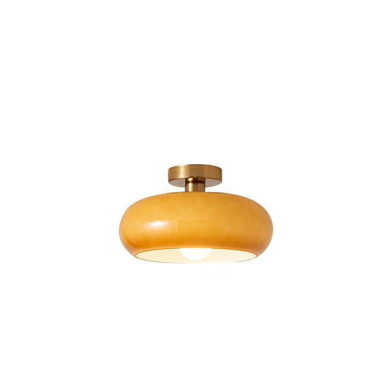 Amber Glow Round Glass Ceiling Light