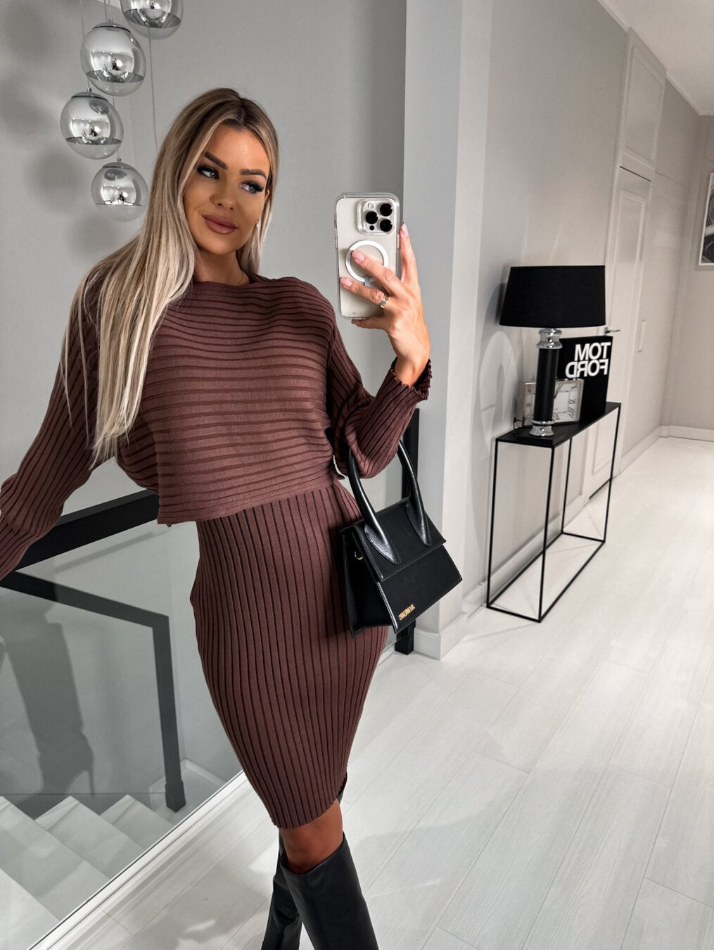 Women's Classic Long Sleeve Knitted Dress | Mini