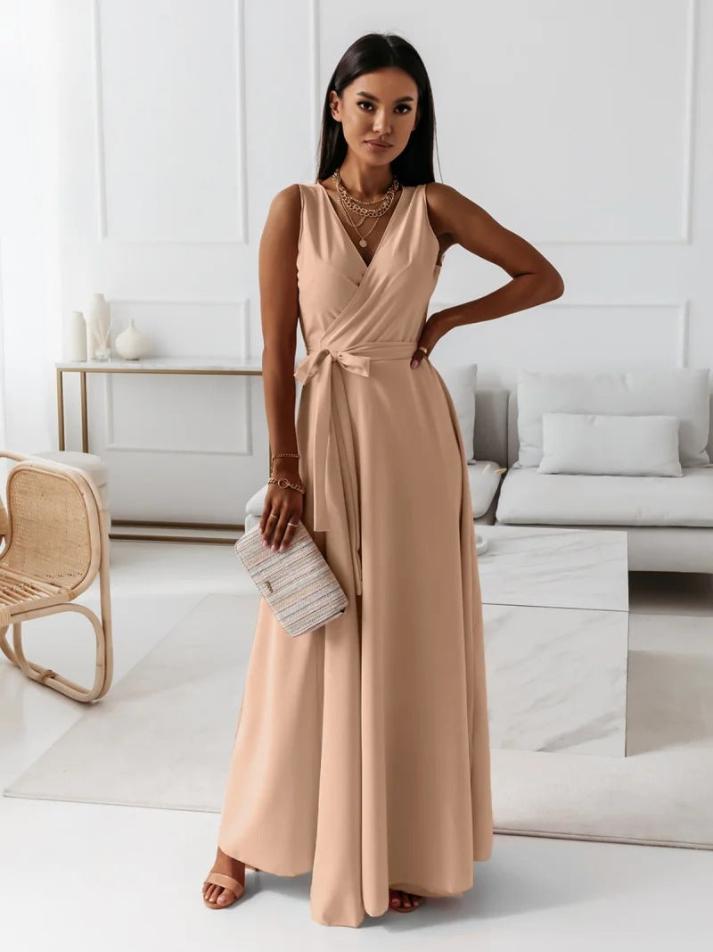 Women's Wrap V Neck Wedding Guest Dress | Maxi