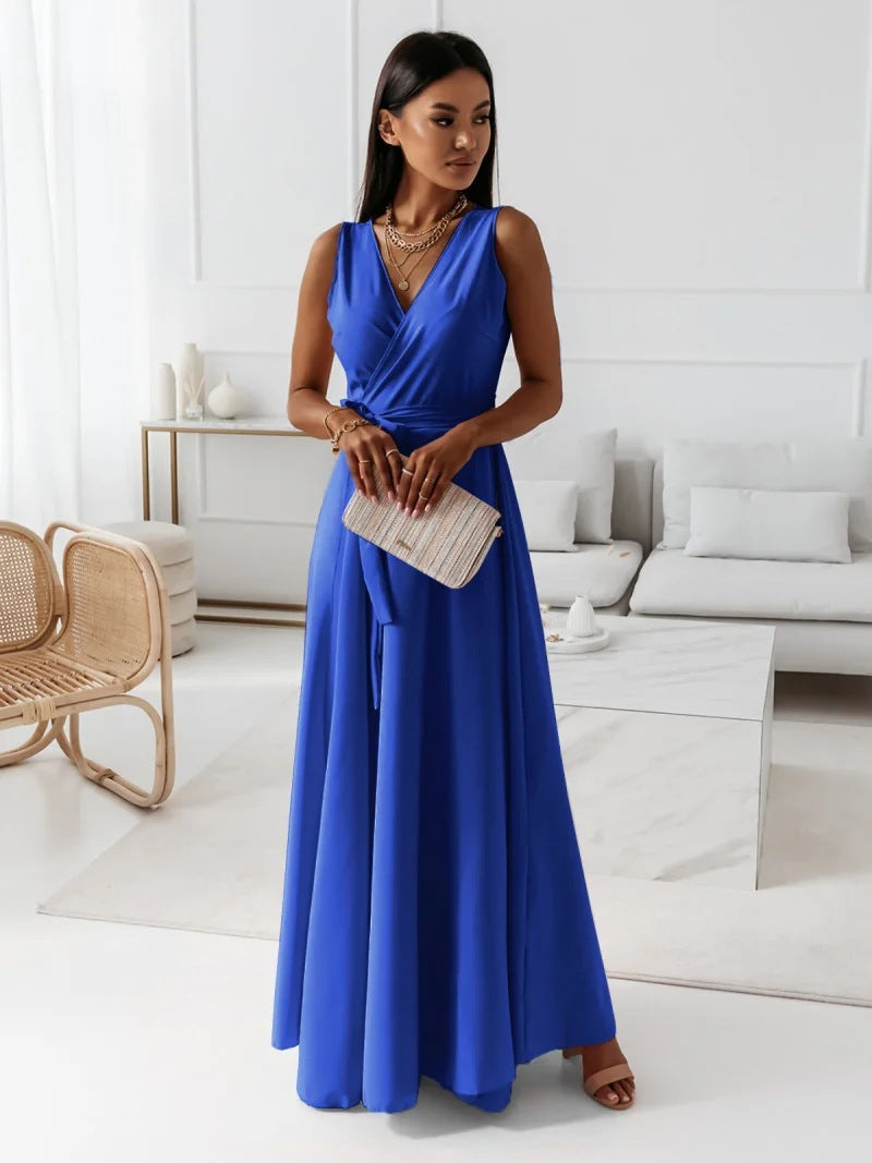 Women's Wrap V Neck Wedding Guest Dress | Maxi