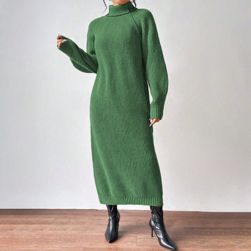 Women's Classic Turtleneck Knitted Dress | Midi