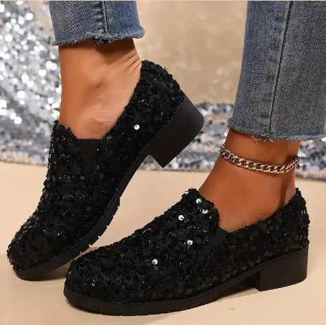 Women’s Sequin Casual Loafers | New Year