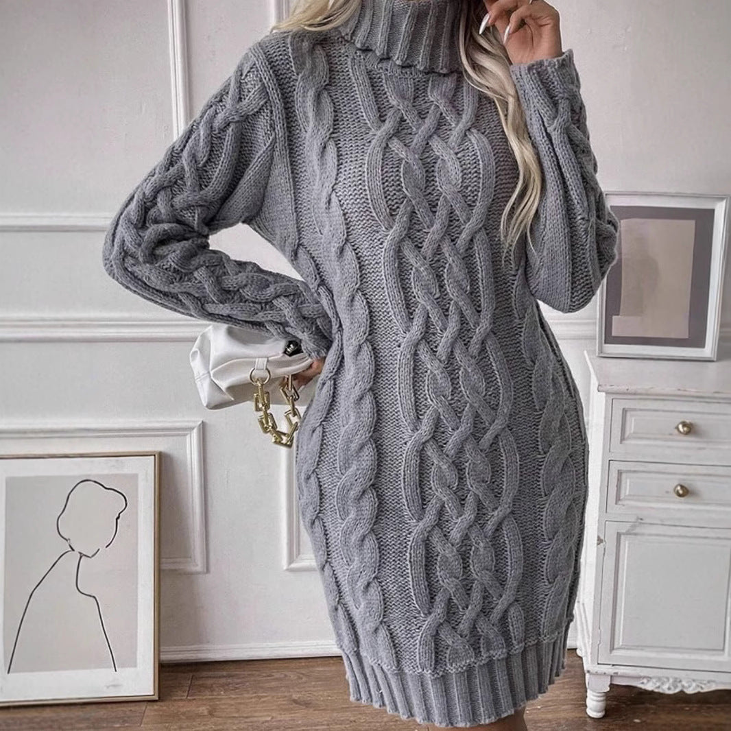 Women's Warm Long Sleeve Knitted Dress | Mini