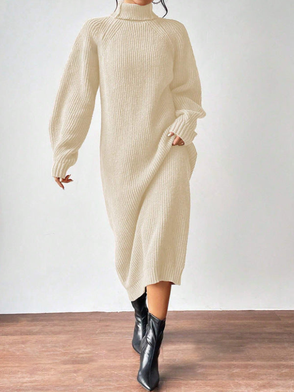 Women's Classic Turtleneck Knitted Dress | Midi