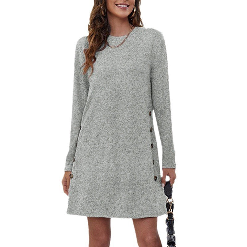 Women's Long Sleeve A Line Knitted Dress | Mini