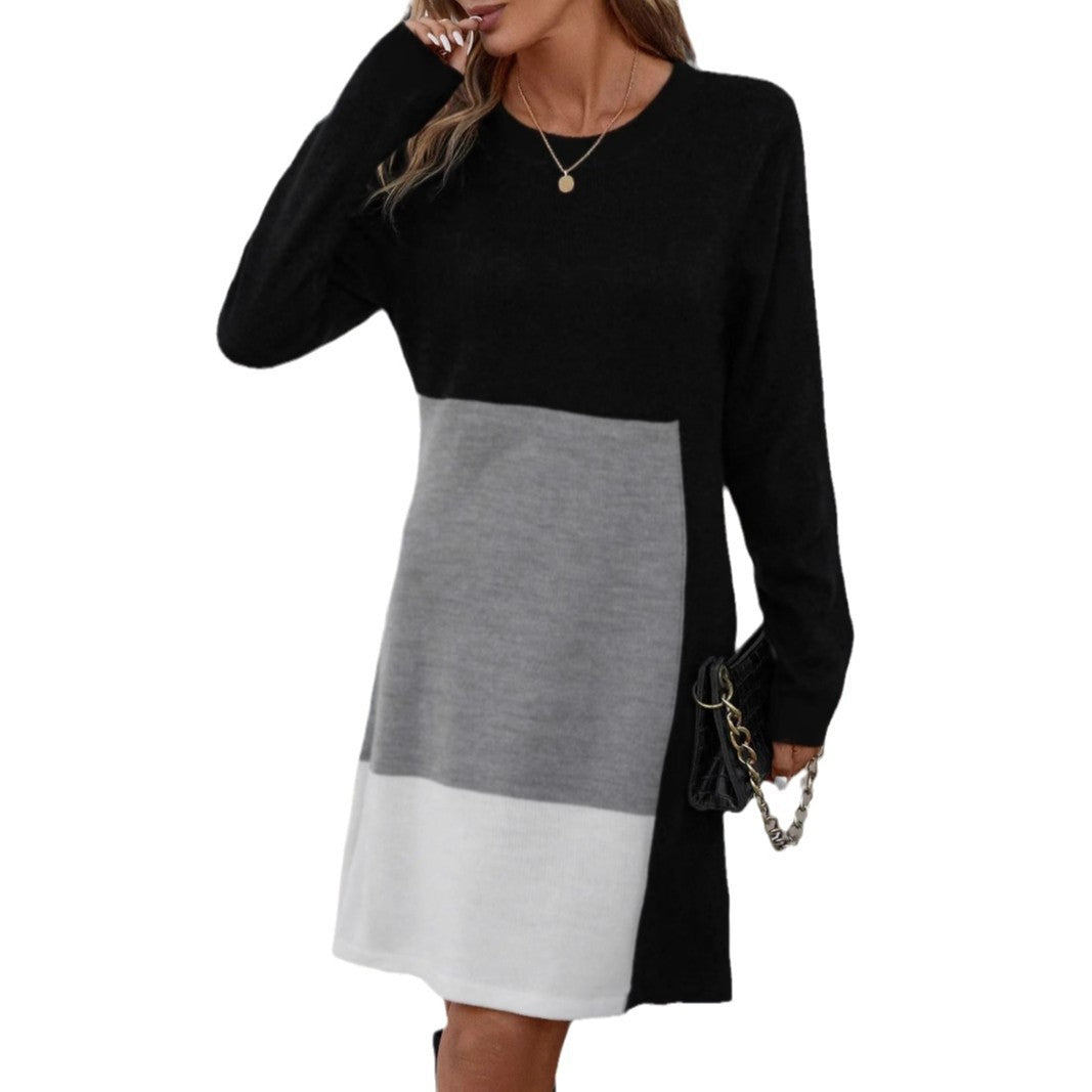 Women's Color Block Knitted Dress | Mini