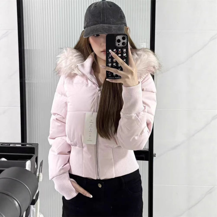 Women's Short Winter Jacket | with Detachable Hood