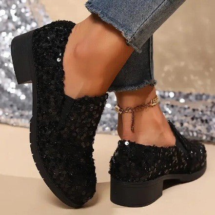 Women’s Sequin Casual Loafers | New Year