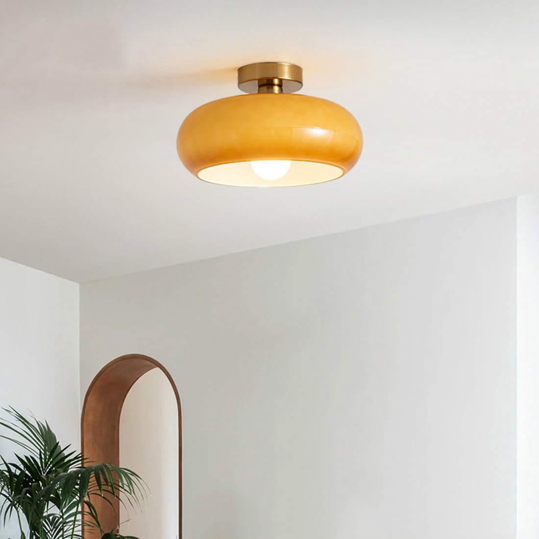 Amber Glow Round Glass Ceiling Light