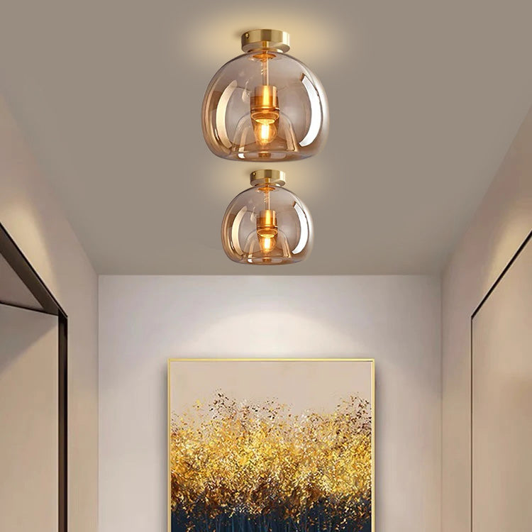 Set of 2 Warm Glow Tinted Glass Ceiling Lights