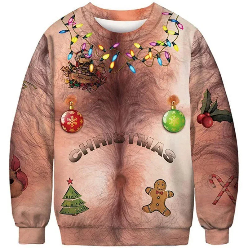 Funny Print Christmas Jumper | Brown