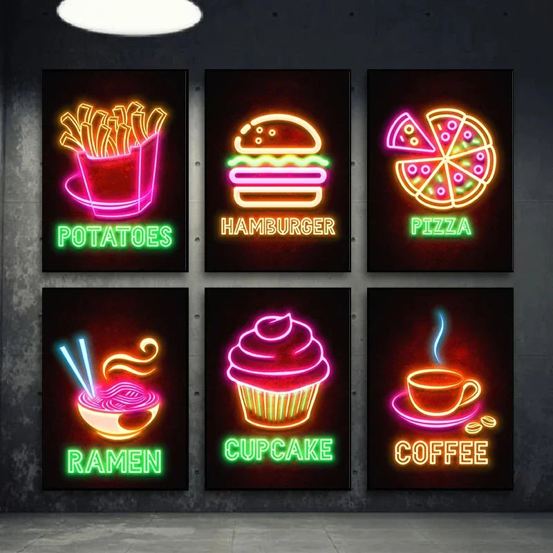 Vintage Food Inspired LED Neon Wall Lights