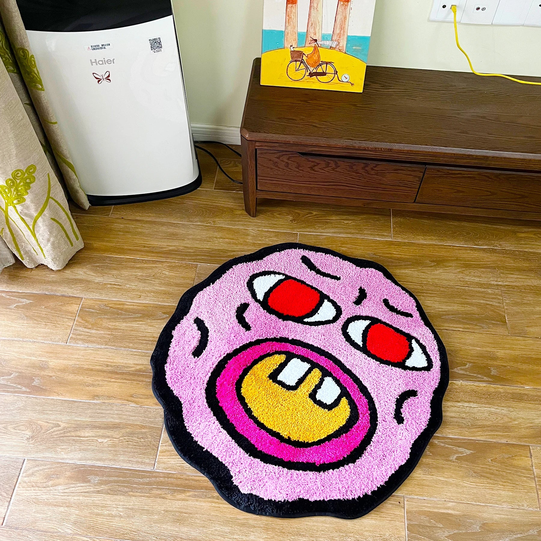 Charming Pink Cartoon Inspired Rug