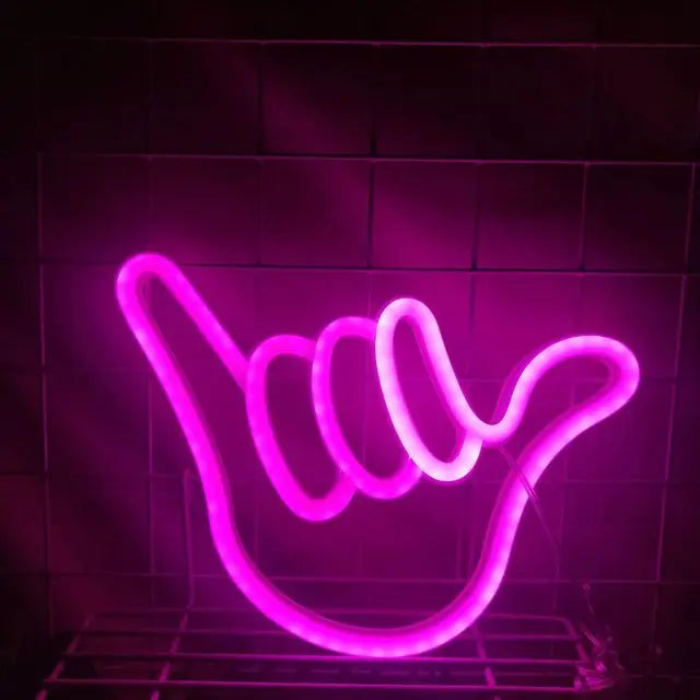 Peace Hand Gesture LED Neon Wall Lights