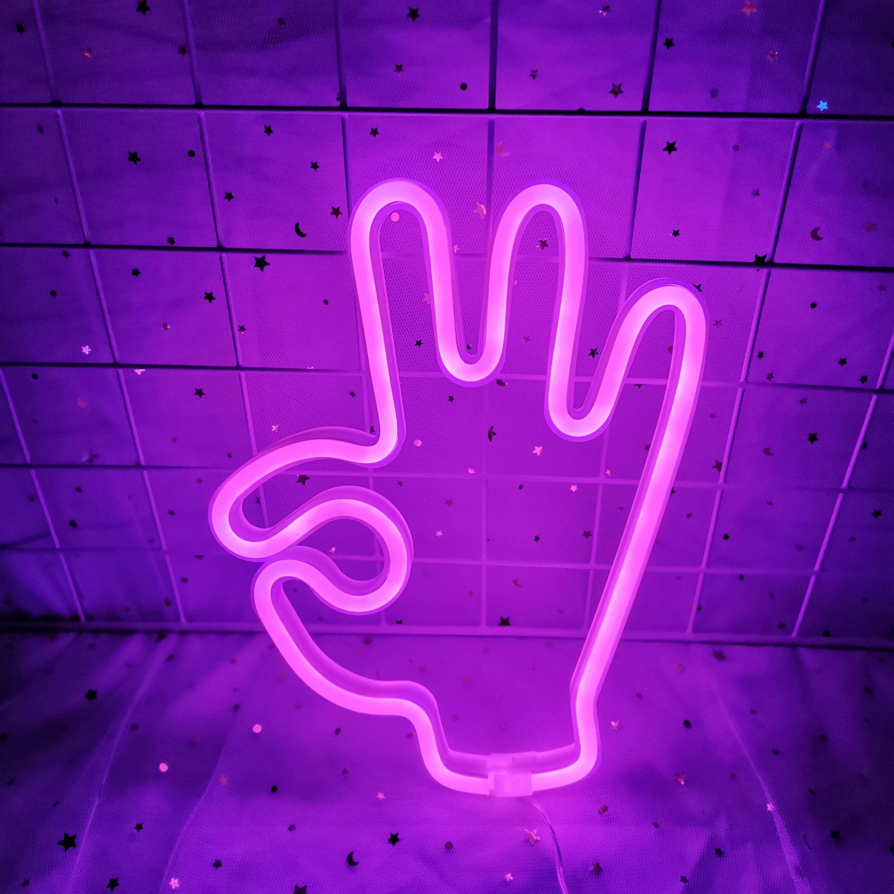 Peace Hand Gesture LED Neon Wall Lights