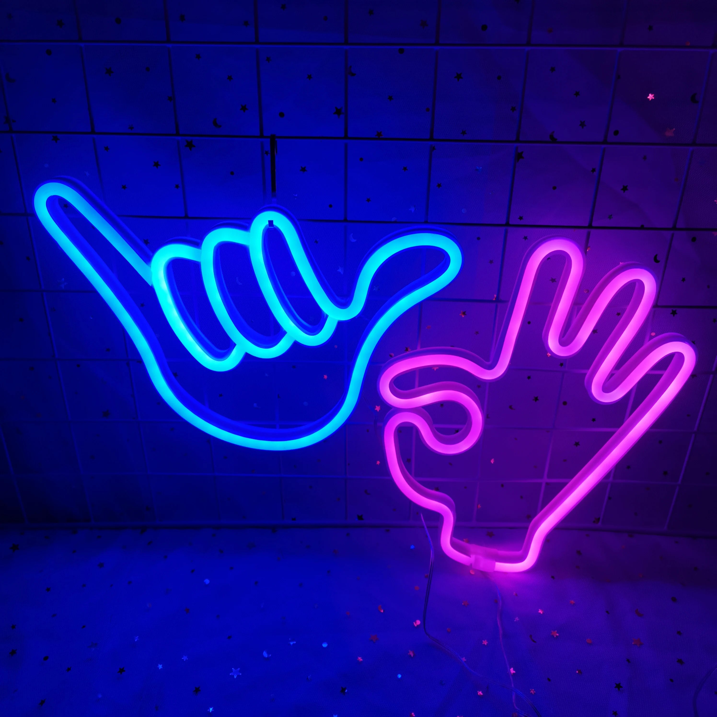 Peace Hand Gesture LED Neon Wall Lights