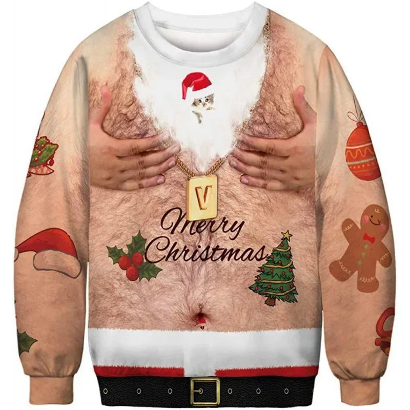 Funny Print Christmas Jumper | Brown