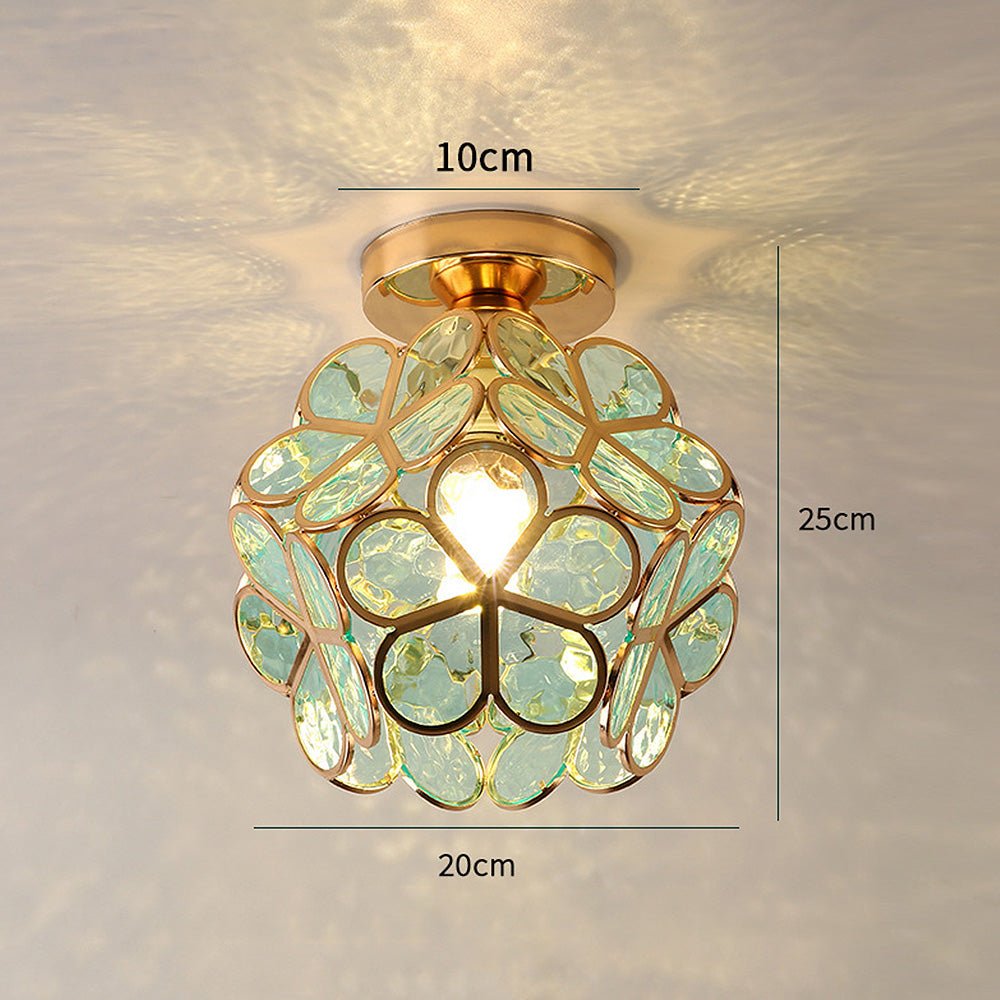 Elegant Floral Glass Flush Mount Ceiling Lamp
