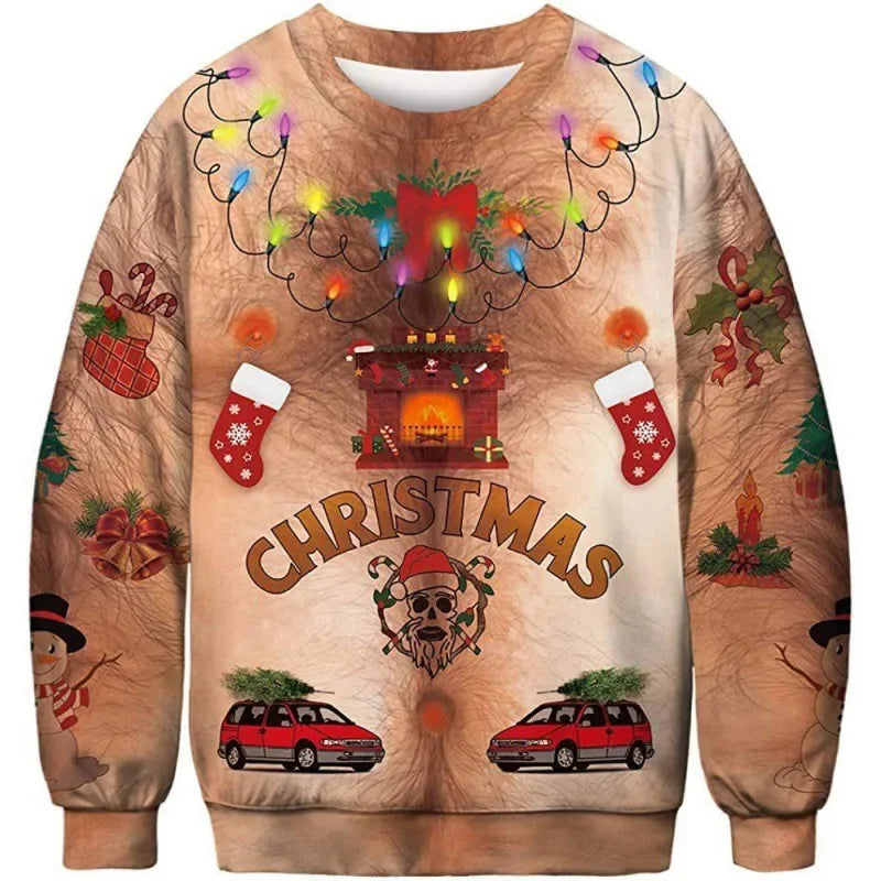 Funny Print Christmas Jumper | Brown