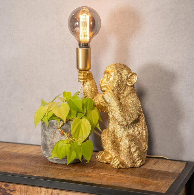Charming Monkey Lamp with Blooming Accent