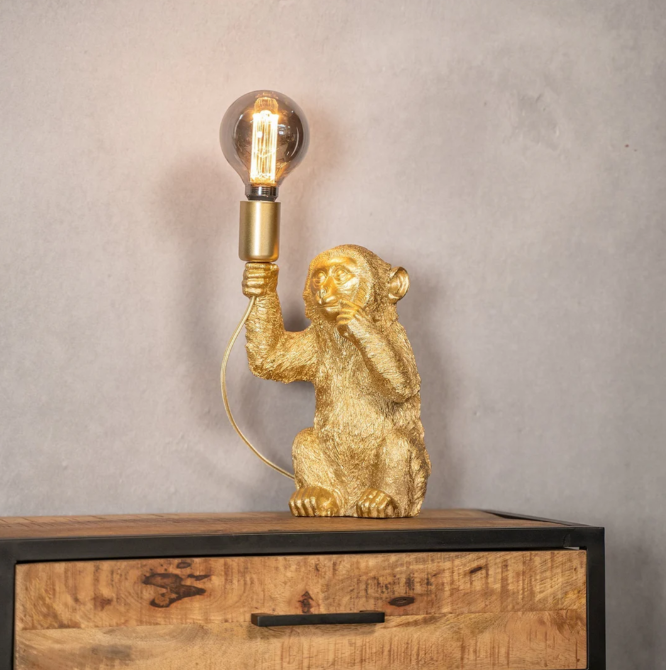 Charming Monkey Lamp with Blooming Accent