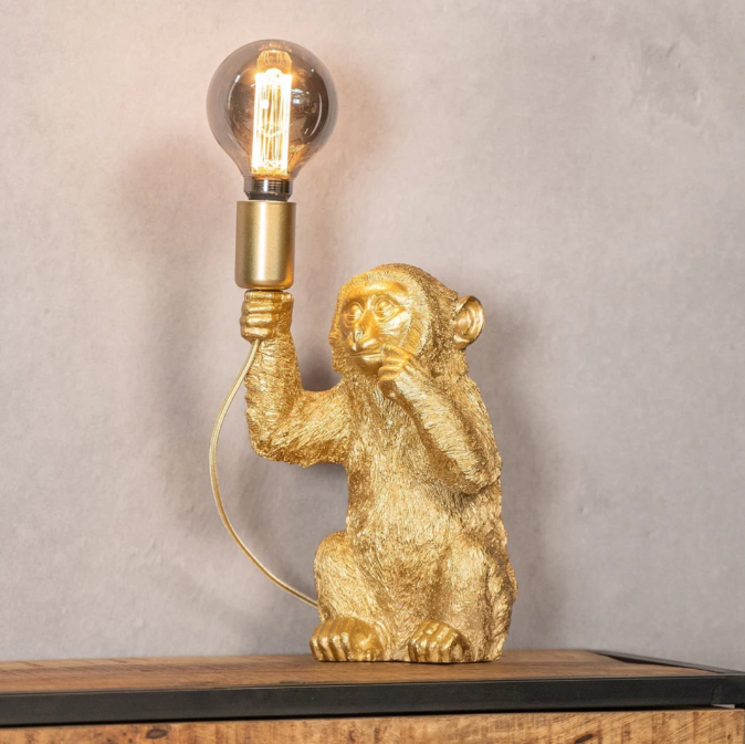 Charming Monkey Lamp with Blooming Accent