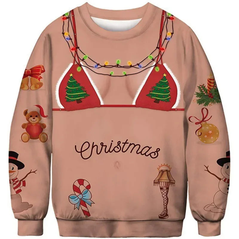 Funny Print Christmas Jumper | Brown