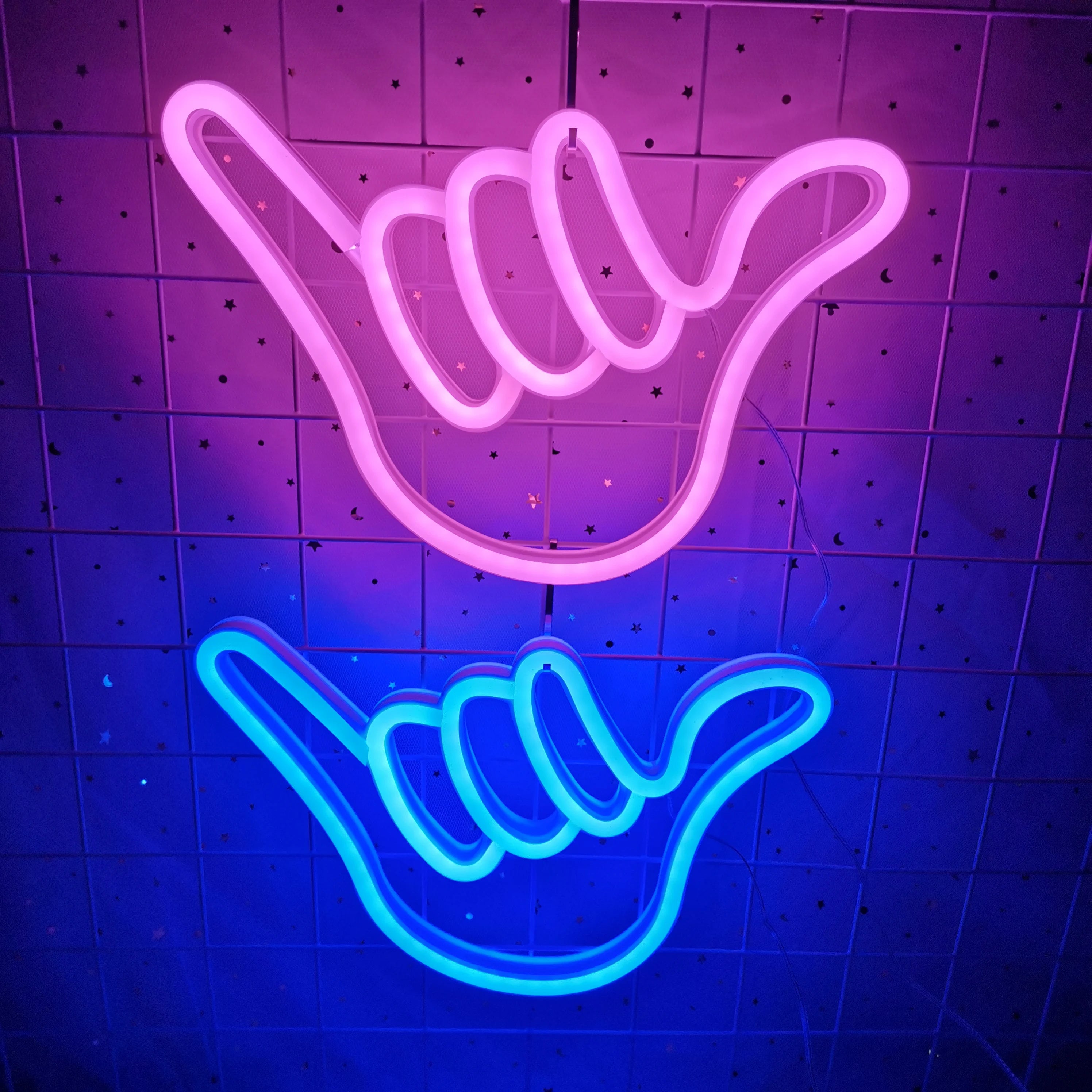 Peace Hand Gesture LED Neon Wall Lights