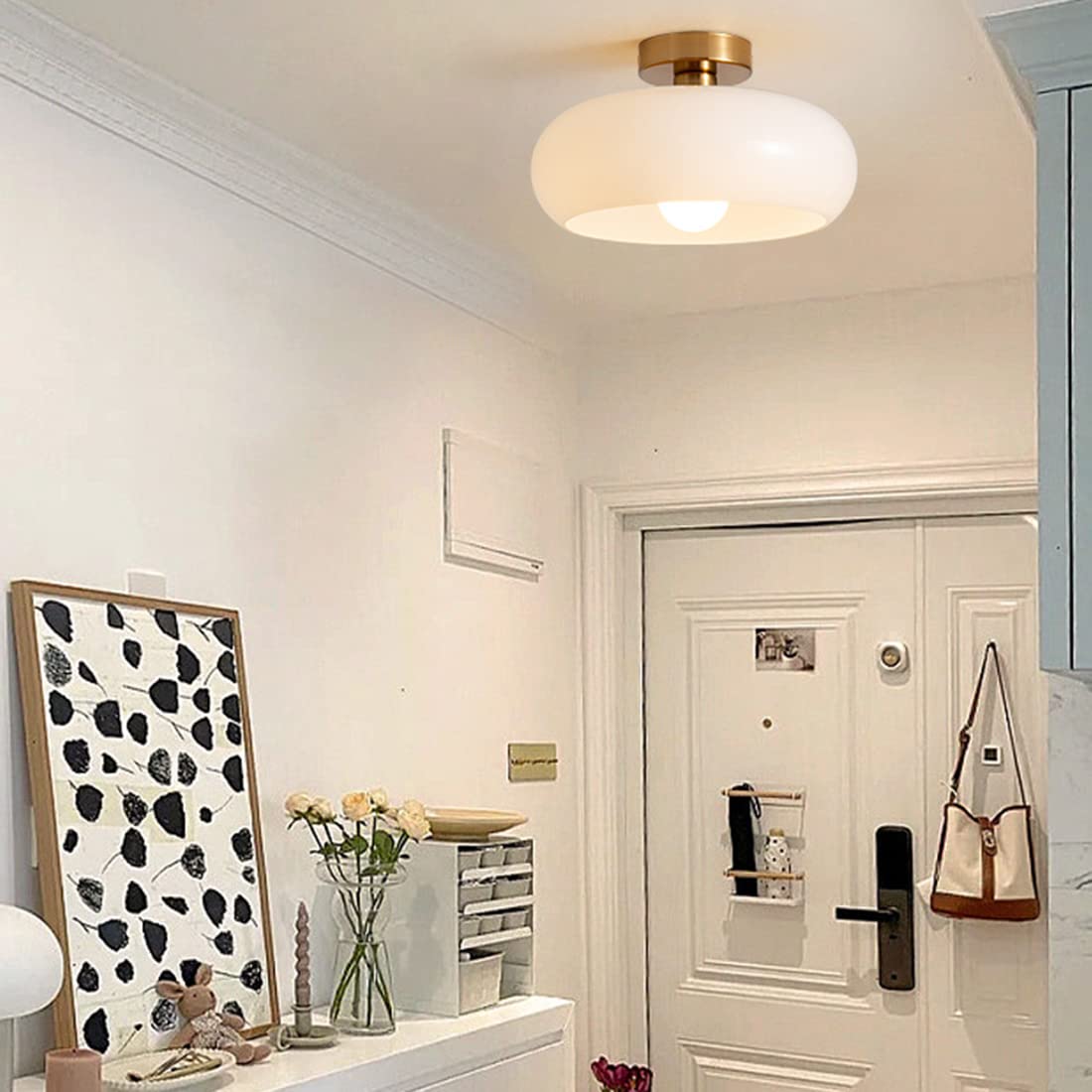 Amber Glow Round Glass Ceiling Light