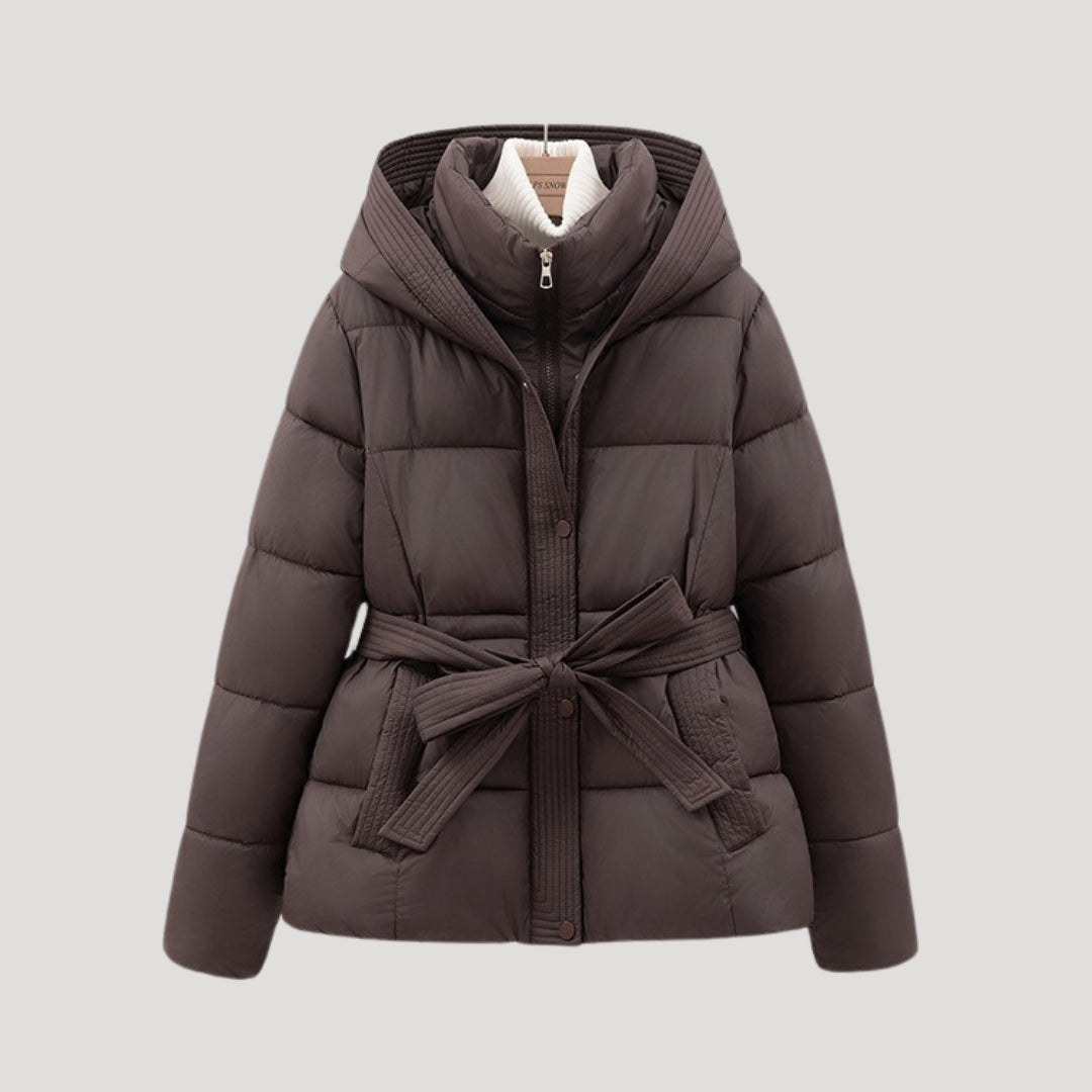 Women's Winter Puffer Jacket | with Hood and Belt