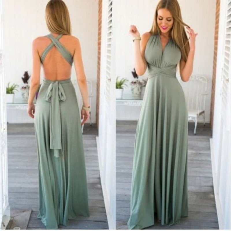 Women's Flowing Halter Wedding Guest Dress | Maxi