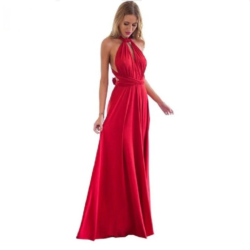 Women's Flowing Halter Wedding Guest Dress | Maxi