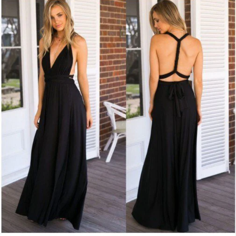 Women's Flowing Halter Wedding Guest Dress | Maxi