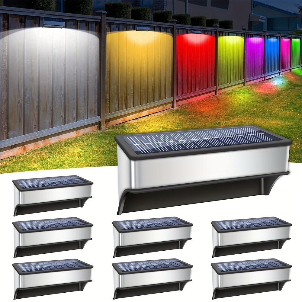 8-Pack Solar Outdoor Lights, Multi-Colour LED Deck and Stair Lighting for Garden Use