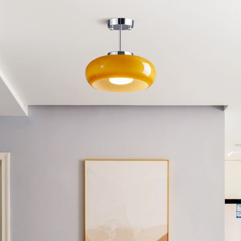 Amber Glow Round Glass Ceiling Light